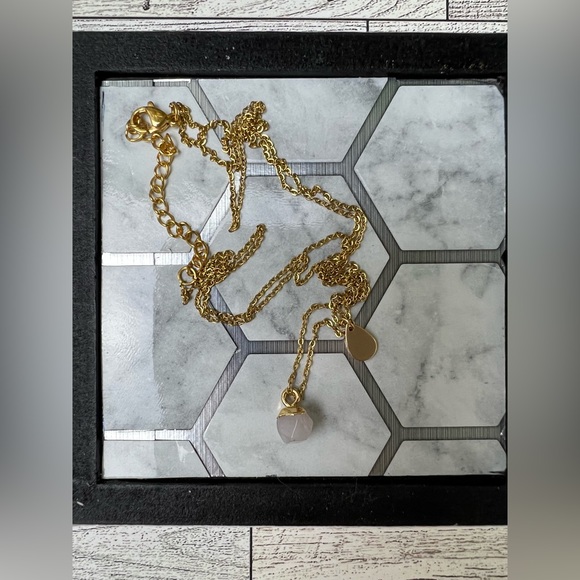 Dainty Rose Quartz Multi-Strand Necklace Set -  Boho Chic Layered Necklace - Picture 7 of 8